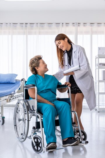 doctor assessing the elderly woman